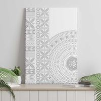 Niue White Sunday Canvas Wall Art Half Hiapo Pattern Vibes - Polynesian Pride