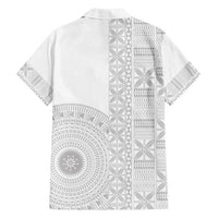 Niue White Sunday Family Matching Tank Maxi Dress and Hawaiian Shirt Half Hiapo Pattern Vibes - Polynesian Pride