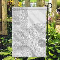 Niue White Sunday Garden Flag Half Hiapo Pattern Vibes - Polynesian Pride