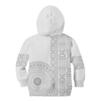 Niue White Sunday Kid Hoodie Half Hiapo Pattern Vibes - Polynesian Pride