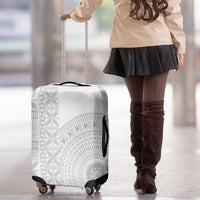 Niue White Sunday Luggage Cover Half Hiapo Pattern Vibes - Polynesian Pride