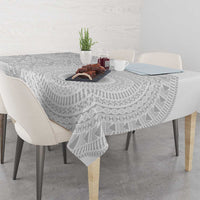 Niue White Sunday Tablecloth Half Hiapo Pattern Vibes - Polynesian Pride