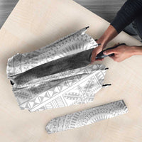 Niue White Sunday Umbrella Half Hiapo Pattern Vibes - Polynesian Pride