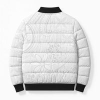 Tapu Fanau Ia Niue Bomber Puffer Jacket Happy White Sunday Unique Hiapo - Polynesian Pride