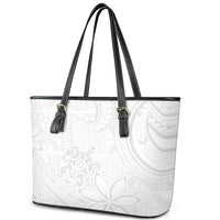 Tapu Fanau Ia Niue Leather Tote Bag Happy White Sunday Unique Hiapo - Polynesian Pride