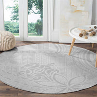 Tapu Fanau Ia Niue Round Carpet Happy White Sunday Unique Hiapo - Polynesian Pride