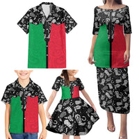 Vanuatu Cowboy Family Matching Puletasi and Hawaiian Shirt Cowboy Symbols Split Stylized - Polynesian Pride