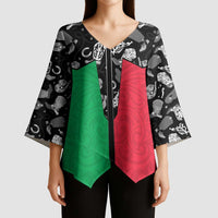 Vanuatu Cowboy Kimono Sleeve Blouse Cowboy Symbols Split Stylized - Polynesian Pride