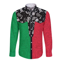 Vanuatu Cowboy Long Sleeve Button Shirt Cowboy Symbols Split Stylized - Polynesian Pride