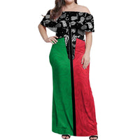 Vanuatu Cowboy Off Shoulder Maxi Dress Cowboy Symbols Split Stylized - Polynesian Pride
