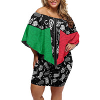 Vanuatu Cowboy Off Shoulder Short Dress Cowboy Symbols Split Stylized - Polynesian Pride