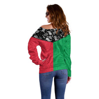 Vanuatu Cowboy Off Shoulder Sweater Cowboy Symbols Split Stylized - Polynesian Pride