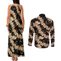 Vanuatu Cowboy Couples Matching Tank Maxi Dress and Long Sleeve Button Shirt Seamless Straw Hats Hibiscus - Polynesian Pride