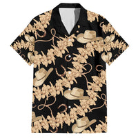 Vanuatu Cowboy Family Matching Summer Maxi Dress and Hawaiian Shirt Seamless Straw Hats Hibiscus - Polynesian Pride