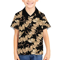 Vanuatu Cowboy Kid Hawaiian Shirt Seamless Straw Hats Hibiscus - Polynesian Pride
