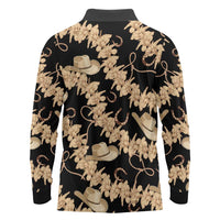 Vanuatu Cowboy Long Sleeve Polo Shirt Seamless Straw Hats Hibiscus - Polynesian Pride