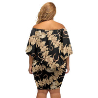 Vanuatu Cowboy Off Shoulder Short Dress Seamless Straw Hats Hibiscus - Polynesian Pride