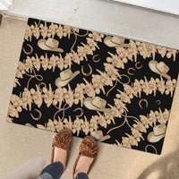 Vanuatu Cowboy Rubber Doormat Seamless Straw Hats Hibiscus - Polynesian Pride