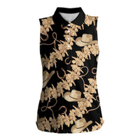Vanuatu Cowboy Women Sleeveless Polo Shirt Seamless Straw Hats Hibiscus - Polynesian Pride