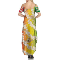 Vanuatu Cowboy Family Matching Summer Maxi Dress and Hawaiian Shirt Straw Hats Hibiscus With Sand Drawing - Polynesian Pride