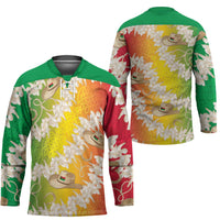 Vanuatu Cowboy Hockey Jersey Straw Hats Hibiscus With Sand Drawing - Polynesian Pride