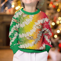 Vanuatu Cowboy Kid Ugly Christmas Sweater Straw Hats Hibiscus With Sand Drawing - Polynesian Pride