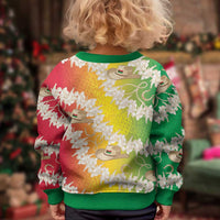 Vanuatu Cowboy Kid Ugly Christmas Sweater Straw Hats Hibiscus With Sand Drawing - Polynesian Pride