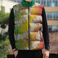 Vanuatu Cowboy Sleeveless Puffer Jacket Straw Hats Hibiscus With Sand Drawing - Polynesian Pride