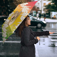 Vanuatu Cowboy Umbrella Straw Hats Hibiscus With Sand Drawing - Polynesian Pride