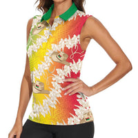Vanuatu Cowboy Women Sleeveless Polo Shirt Straw Hats Hibiscus With Sand Drawing - Polynesian Pride