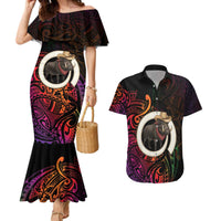 Vanuatu Boar Cowboy Couples Matching Mermaid Dress and Hawaiian Shirt Tusk Gradient Polynesian Pattern - Polynesian Pride