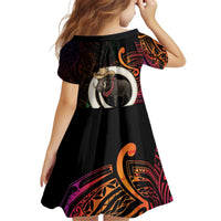 Vanuatu Boar Cowboy Kid Short Sleeve Dress Tusk Gradient Polynesian Pattern - Polynesian Pride