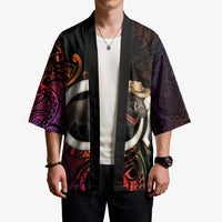 Vanuatu Boar Cowboy Kimono Tusk Gradient Polynesian Pattern - Polynesian Pride