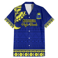 Personalised Fiji Natabua High School Family Matching Mermaid Dress and Hawaiian Shirt Fijian Tapa Pattern LT14 Dad's Shirt - Short Sleeve Blue - Polynesian Pride