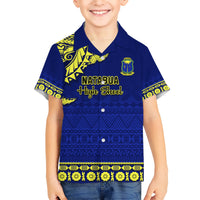 Personalised Fiji Natabua High School Kid Hawaiian Shirt Fijian Tapa Pattern LT14 Kid Blue - Polynesian Pride