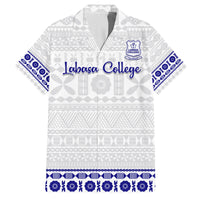 Personalised Fiji Labasa College Family Matching Summer Maxi Dress and Hawaiian Shirt Fijian Tapa Pattern LT14 Dad's Shirt - Short Sleeve White - Polynesian Pride