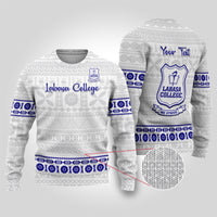 Personalised Fiji Labasa College Ugly Christmas Sweater Fijian Tapa Pattern LT14 White - Polynesian Pride