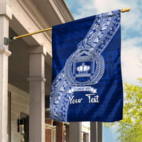 Personalised Fiji Queen Victoria School Garden Flag Fijian Tapa Pattern LT14 House Flag Blue - Polynesian Pride