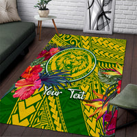 Personalised Leone High School Area Rug American Samoa Schools Polynesian Tropical Flowers LT14 Green - Polynesian Pride