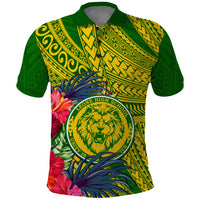 Personalised Leone High School Polo Shirt American Samoa Schools Polynesian Tropical Flowers LT14 Green - Polynesian Pride