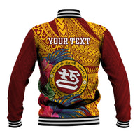 Personalised Tafuna High School Baseball Jacket American Samoa Schools Polynesian Tropical Flowers LT14 - Polynesian Pride