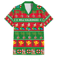 Personalised Hawaii Christmas Family Matching Short Sleeve Bodycon Dress and Hawaiian Shirt Mele Kalikimaka LT14 Dad's Shirt - Short Sleeve Green - Polynesian Pride