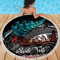 Personalised New Zealand Waka Beach Blanket Aotearoa Maori Silver Fern Pattern LT14 - Polynesian Pride