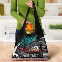 Personalised New Zealand Waka Grocery Bag Aotearoa Maori Silver Fern Pattern