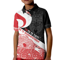 Toitu Te Tiriti Me Te Whakaputanga Kid Polo Shirt Maori Wahaika With Haka Face