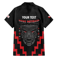 Personalised Toitu Te Tiriti Mana Maori Motuhake Family Matching Off Shoulder Maxi Dress and Hawaiian Shirt Aotearoa Haka Face Mix Poutama Art LT14 - Polynesian Pride