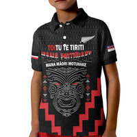 Personalised Toitu Te Tiriti Mana Maori Motuhake Kid Polo Shirt Aotearoa Haka Face Mix Poutama Art