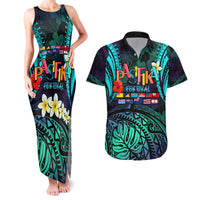 Personalised Pasifika Festival Auckland Couples Matching Tank Maxi Dress and Hawaiian Shirt 2024 Pacific Islands Polynesian Pattern LT14 Purple - Polynesian Pride