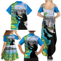 Personalised Honolulu Aloha Hawaii Family Matching Summer Maxi Dress and Hawaiian Shirt Tropical Leaves With Hula Girl LT14 - Polynesian Pride