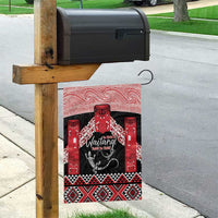 Toitu Te Tiriti O Waitangi Garden Flag Maori Wharenui With Taniko Motifs